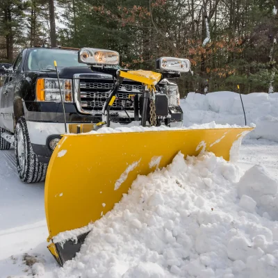 Shelley Landscaping's plow removes snow in Ravenna Ohio